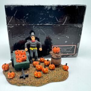 Vintage Lang & Wise Halloween Scarecrow Pumpkin Figurine Folk Art Villages